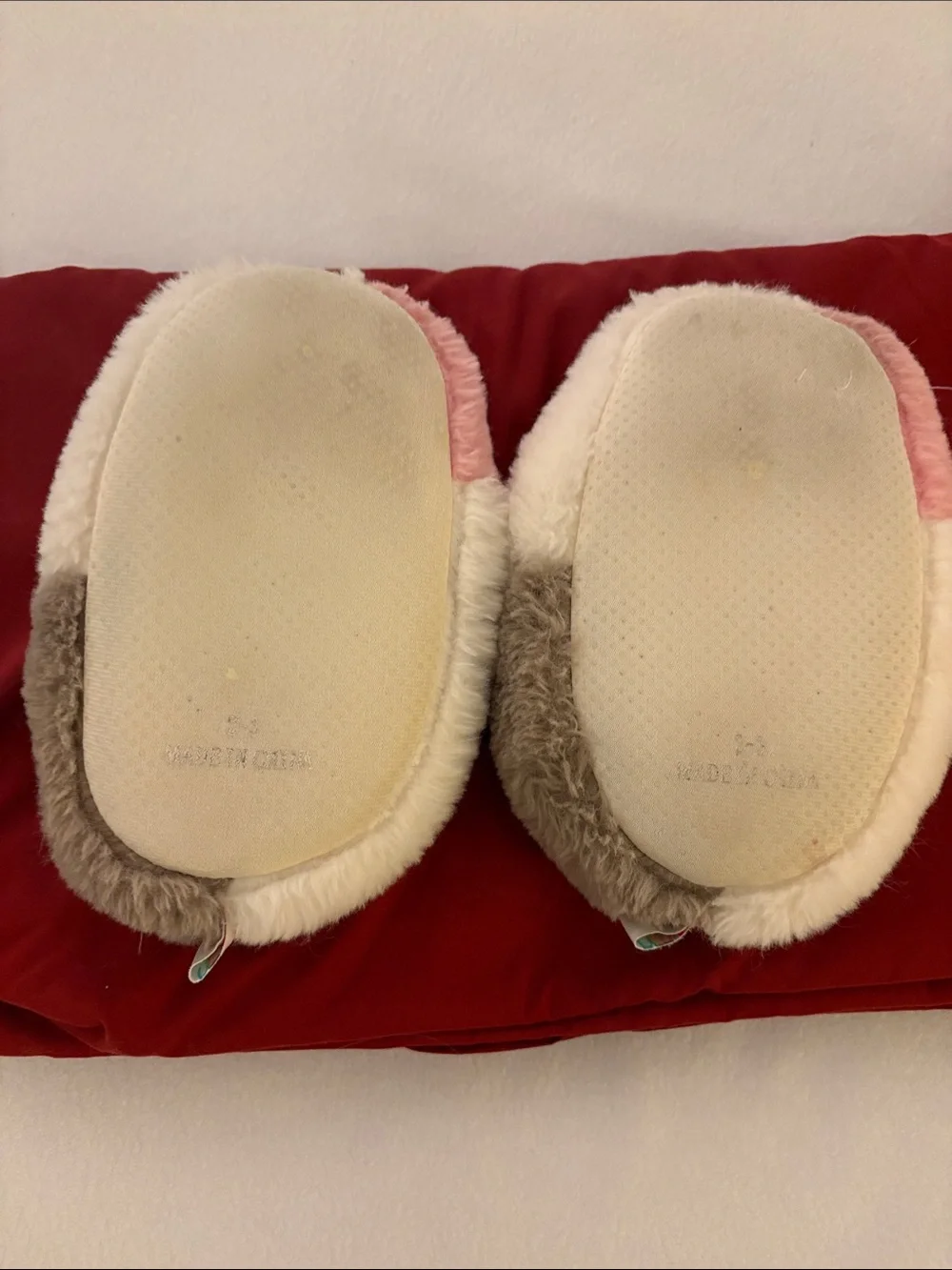 FuzzaMallows Plush Cat Slip-On Kids Slippers - Cream, Pink & Gray